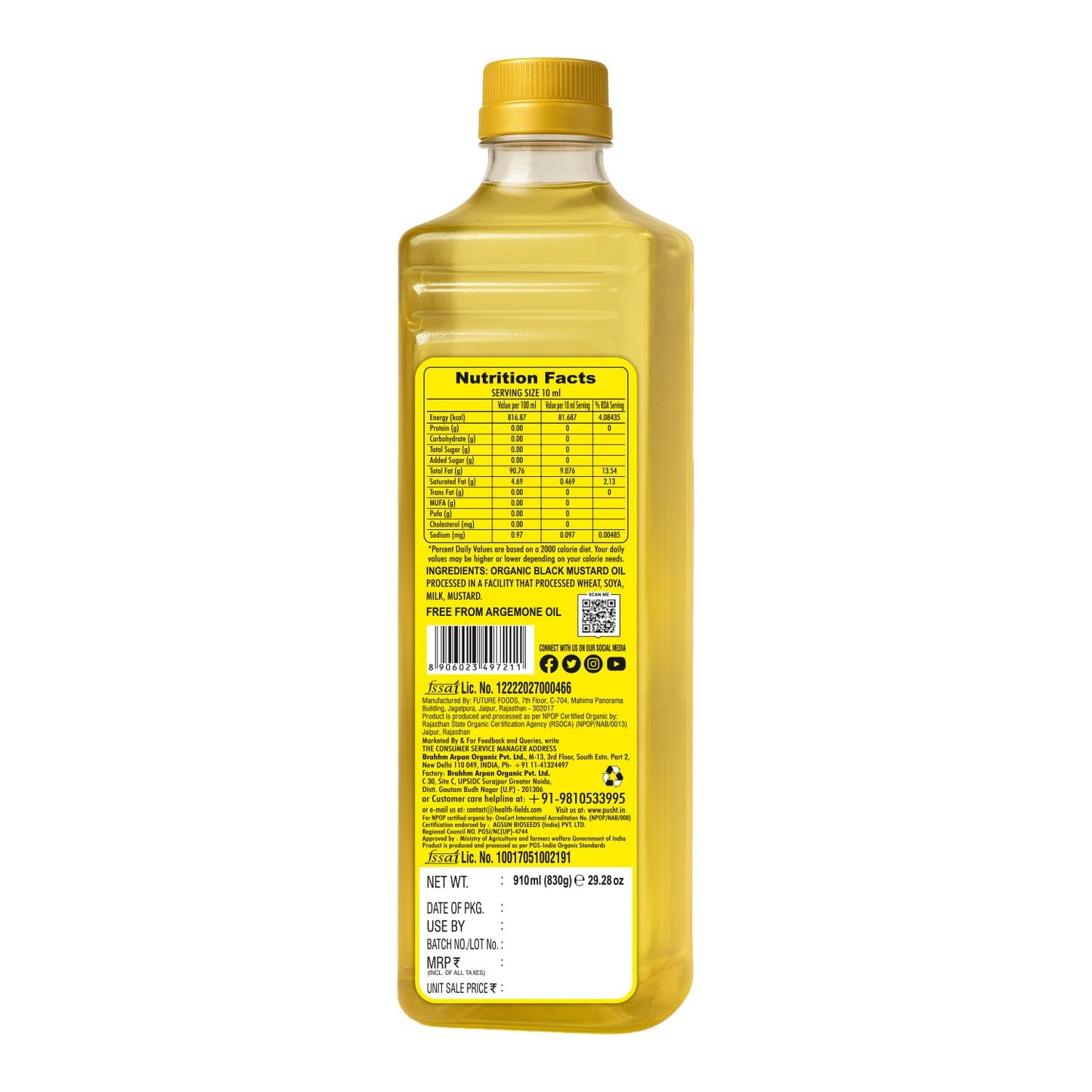 Organic Black Mustard Oil 1Ltr