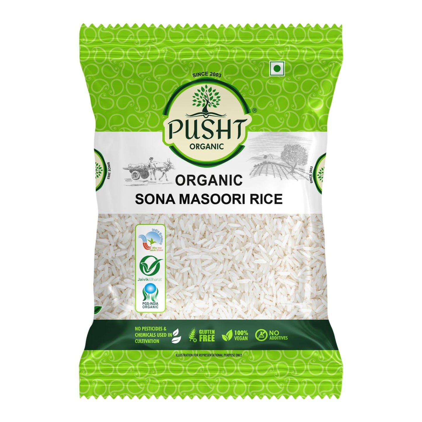 Pusht Organic Sona Masoori Rice 1Kg