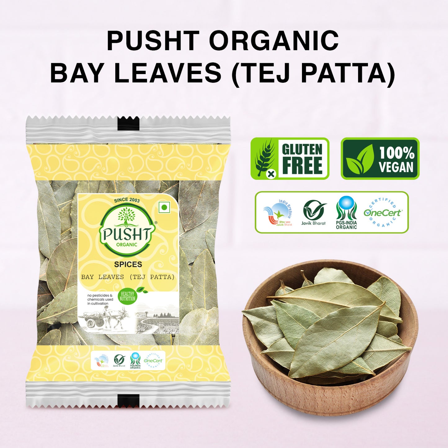Pusht Organic Bay Leaves (Tej Patta) 25Gm