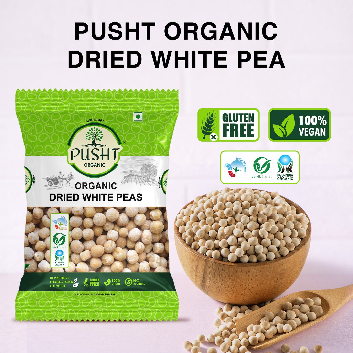 Organic Dried White Peas (White Matar)
