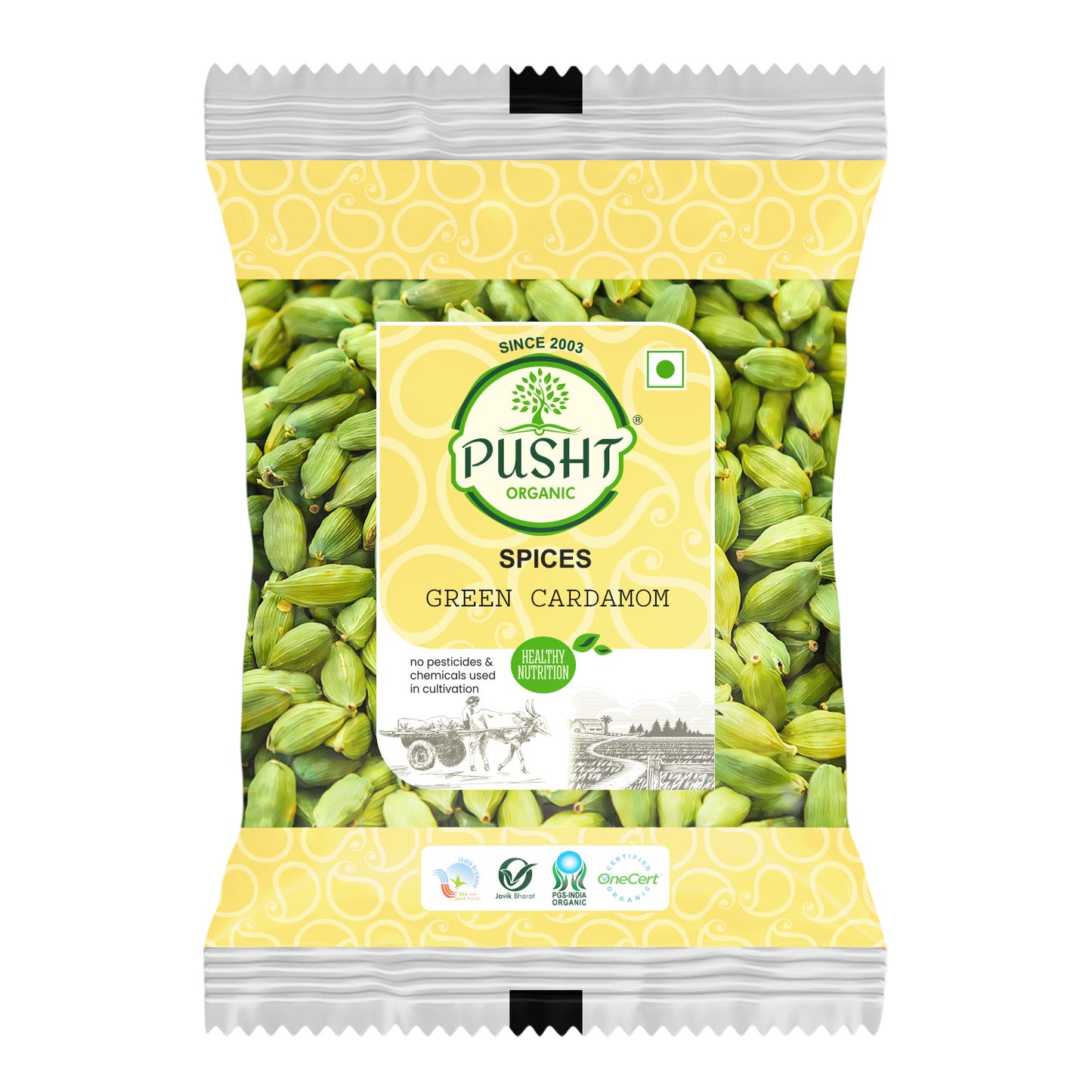 Organic Green Cardamom (Hari Elaichi) - 50Gm