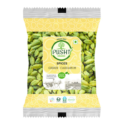 Organic Green Cardamom (Hari Elaichi) - 50Gm