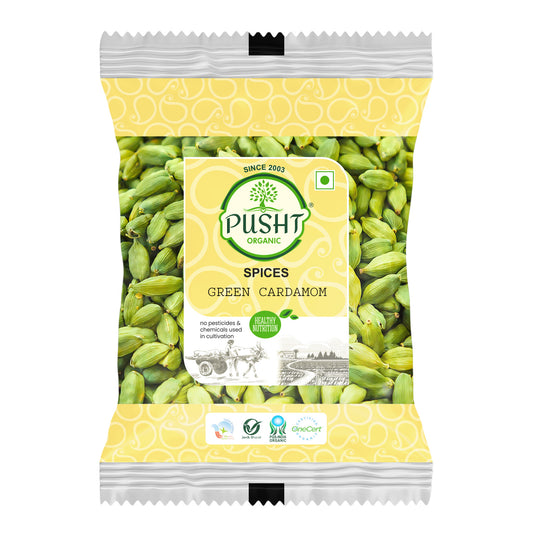 Organic Green Cardamom (Hari Elaichi) - 50Gm