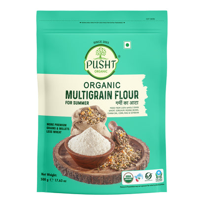 Pusht Organic Multi Grain Atta - Summer 500 Gm