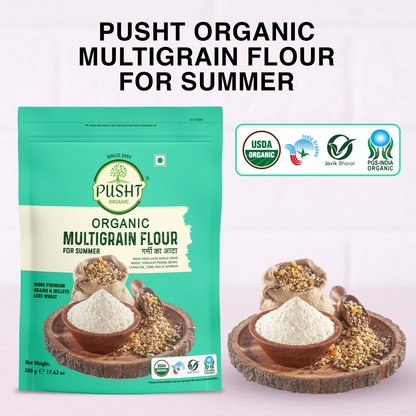 Pusht Organic Multi Grain Atta - Summer 500 Gm