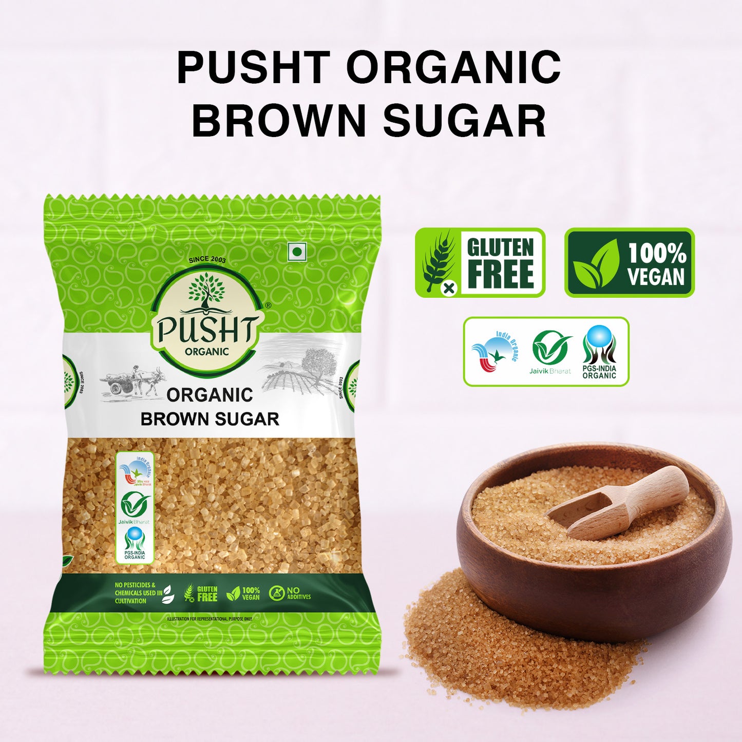 Pusht Organic Brown Sugar 1Kg