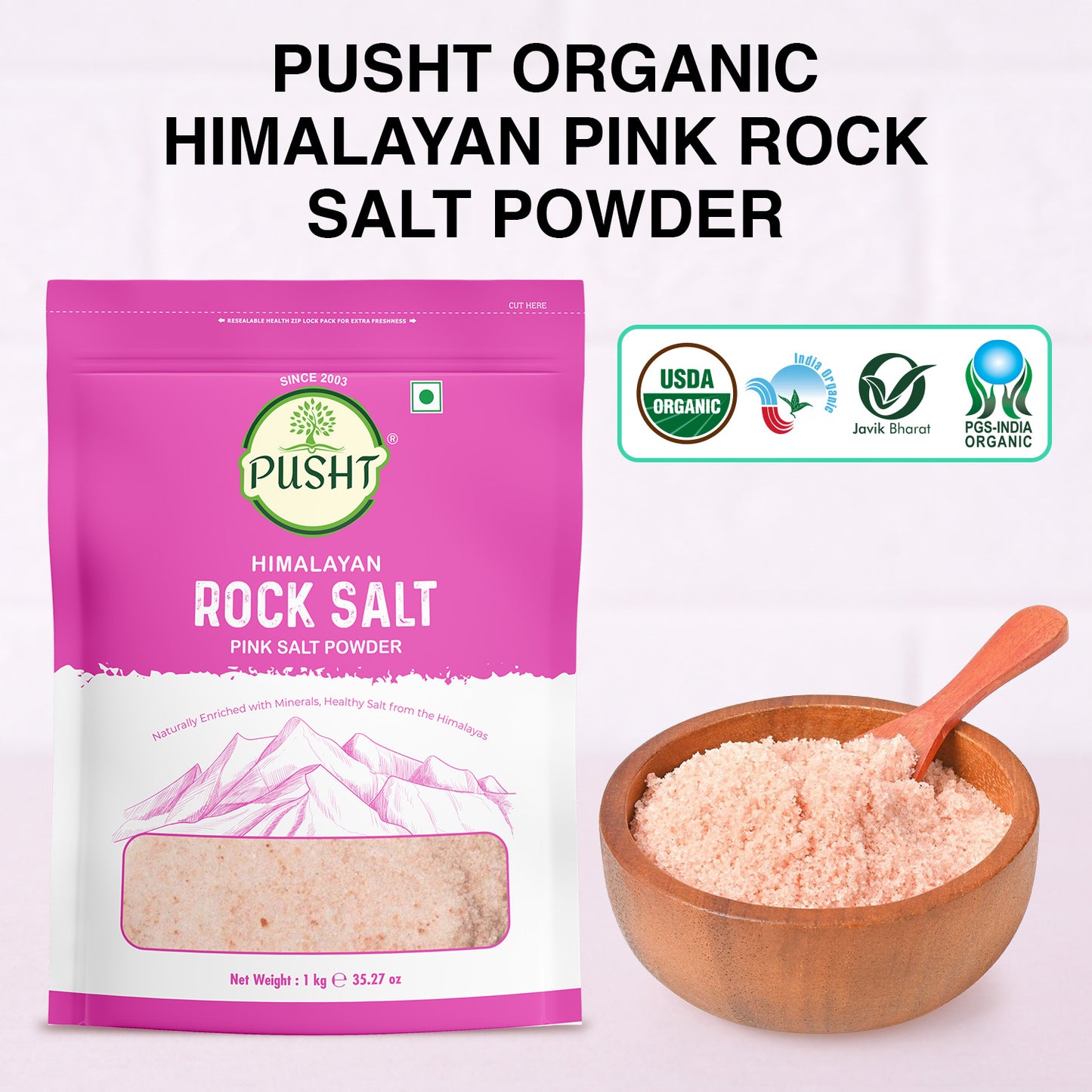 Pusht Organic Pink Salt Powder 1Kg