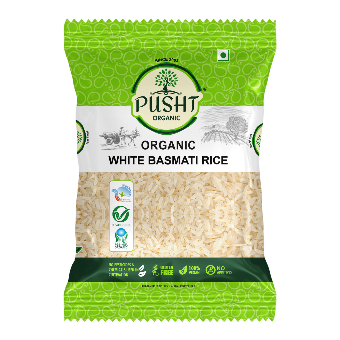 Pusht Organic White Basmati Rice 1Kg