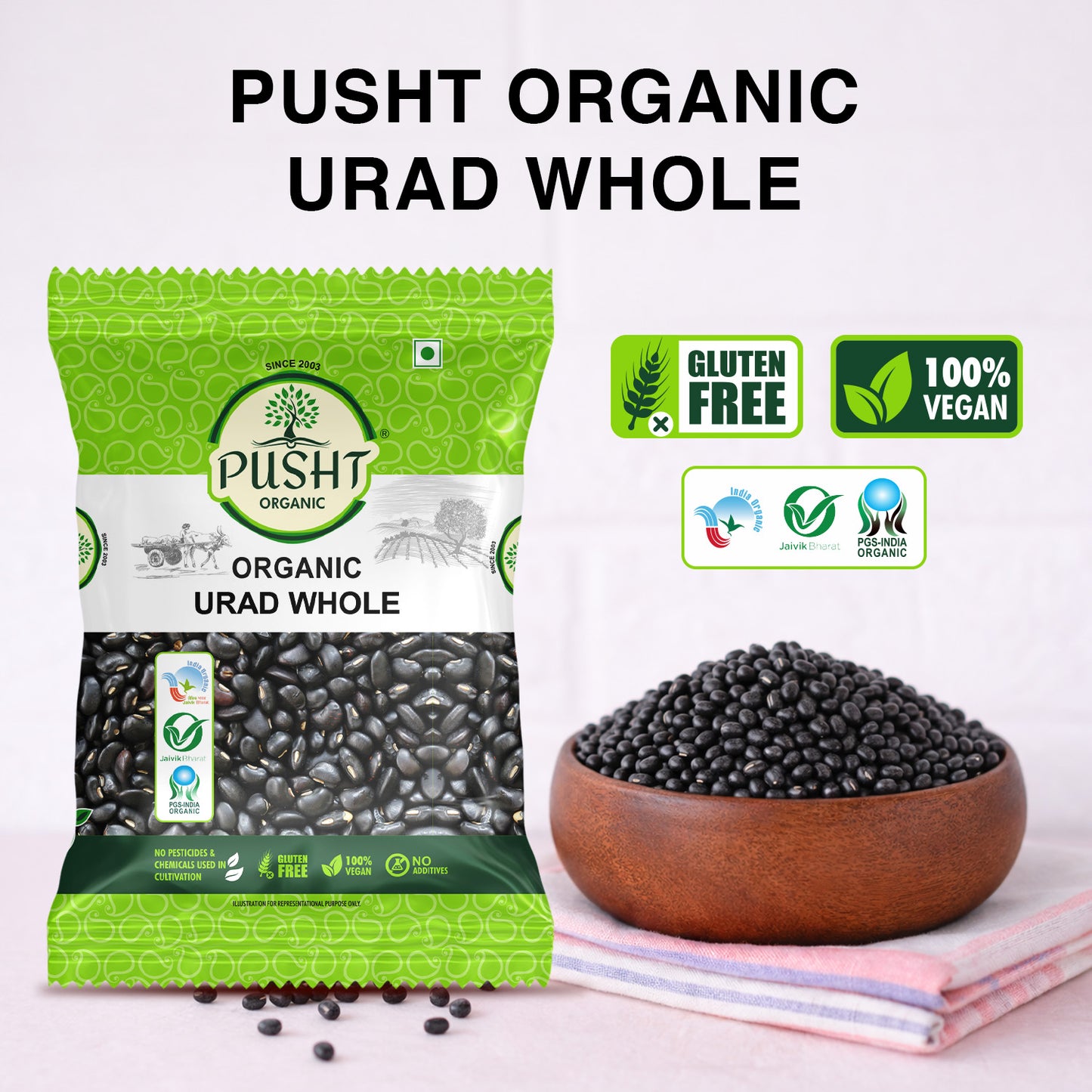 Organic Urad Dal Whole (Black Gram)