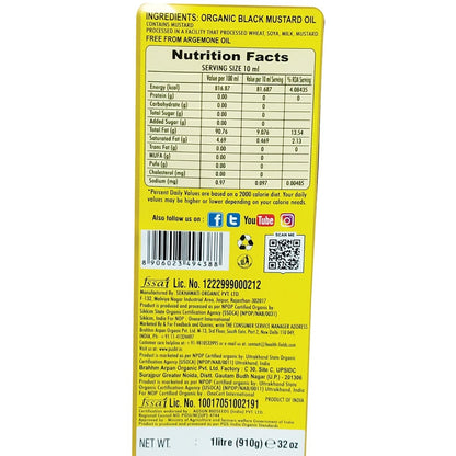 Organic Black Mustard Oil 1Ltr