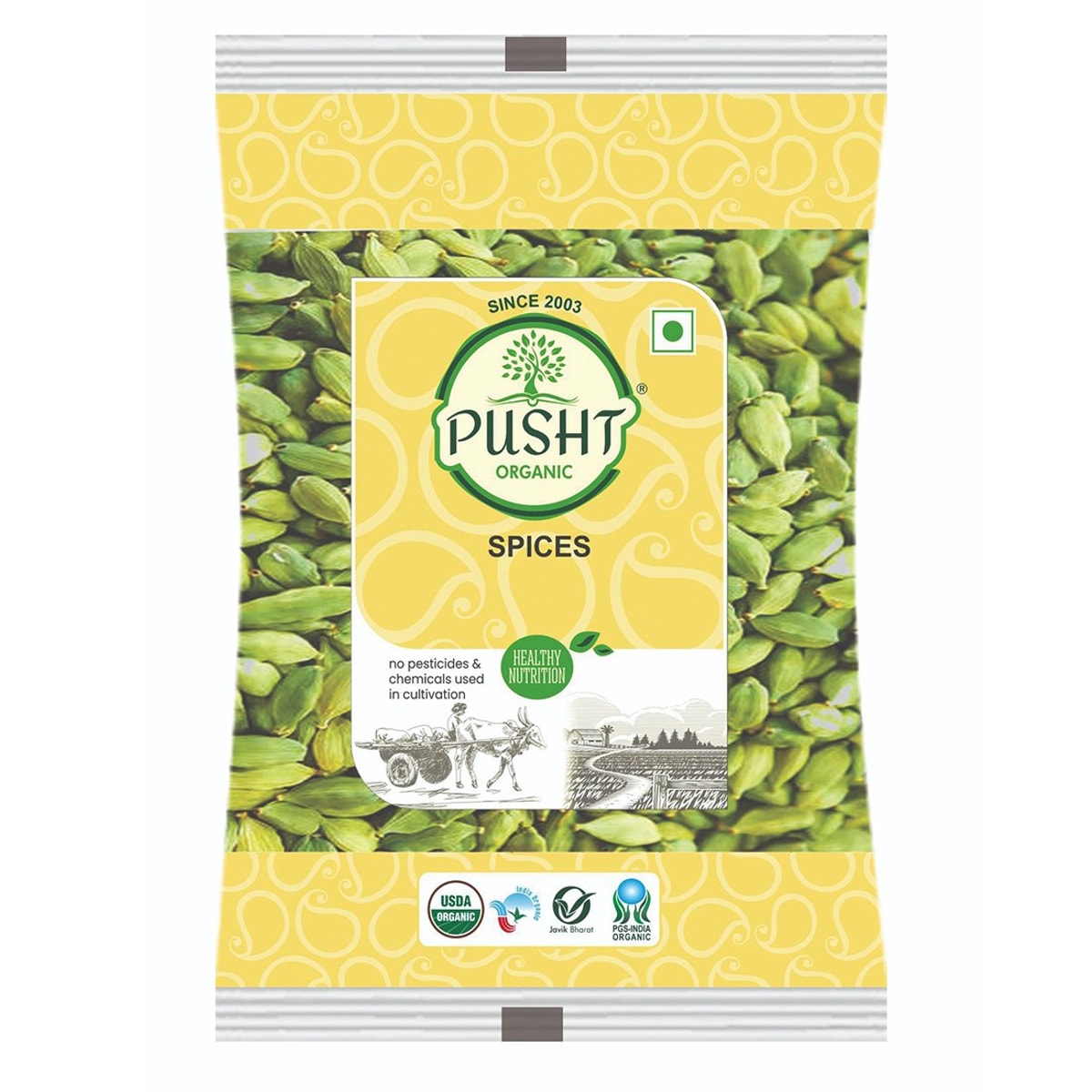Organic Green Cardamom (Hari Elaichi) - 50Gm