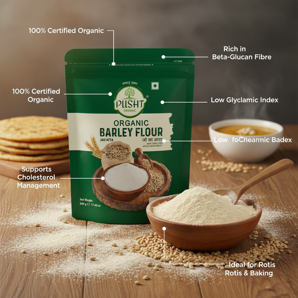 Pusht Organic Barley Flour - Benefit Image