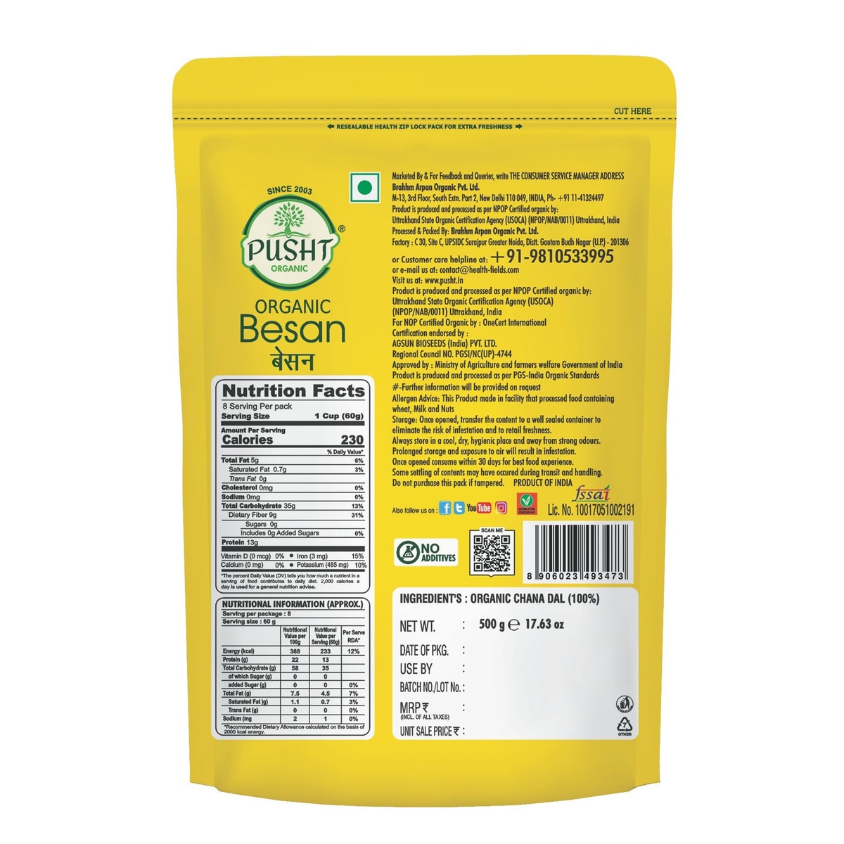 Pusht Organic Besan 500Gm
