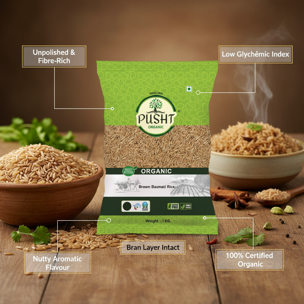 Pusht Organic Brown Basmati Rice - Benefit Image