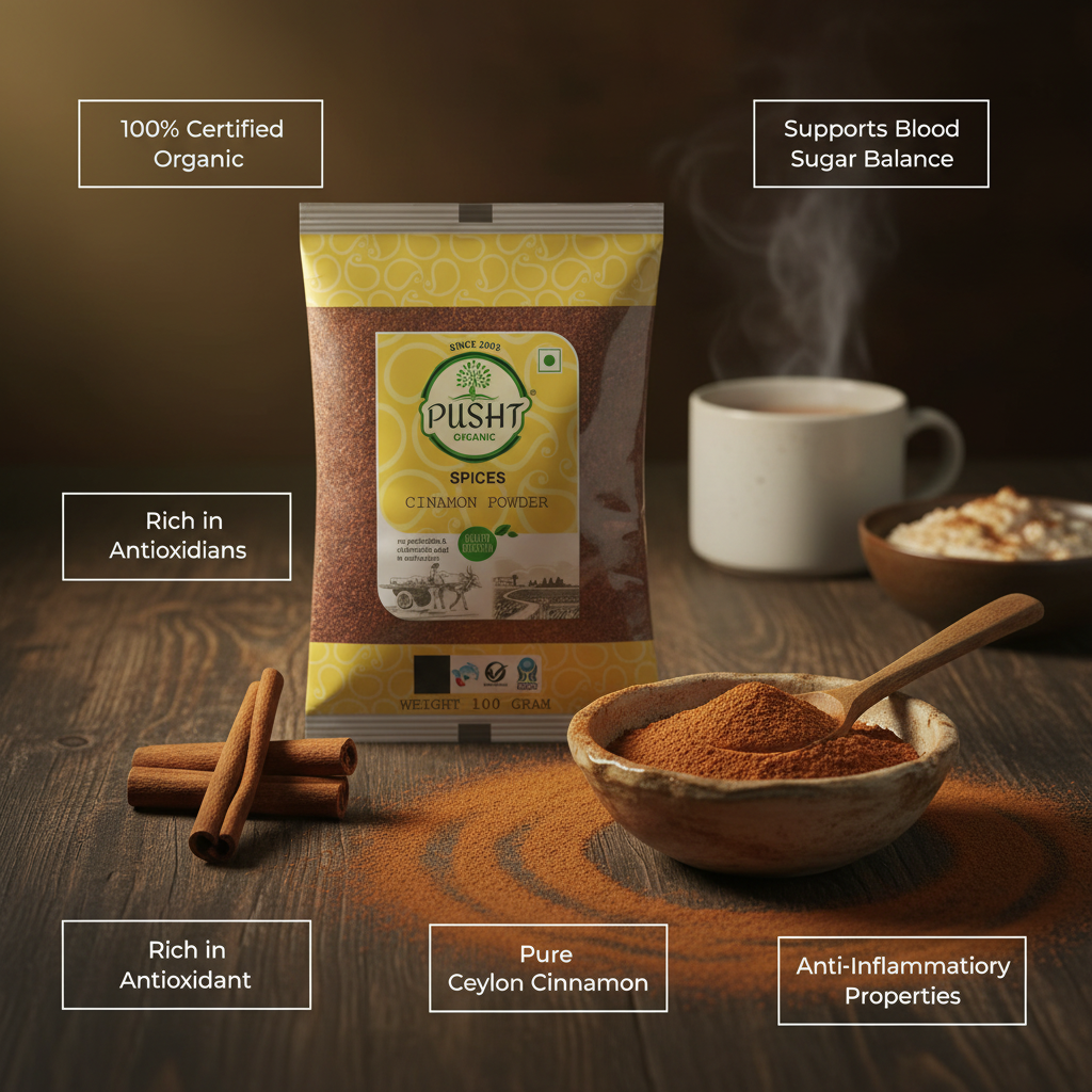 Pusht Organic Cinnamon Powder - Benefit Image
