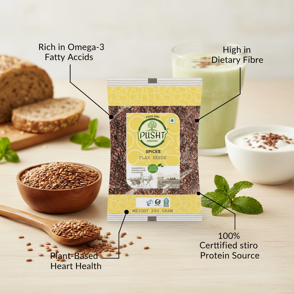 Pusht Organic Flax Seeds - Benefit Image