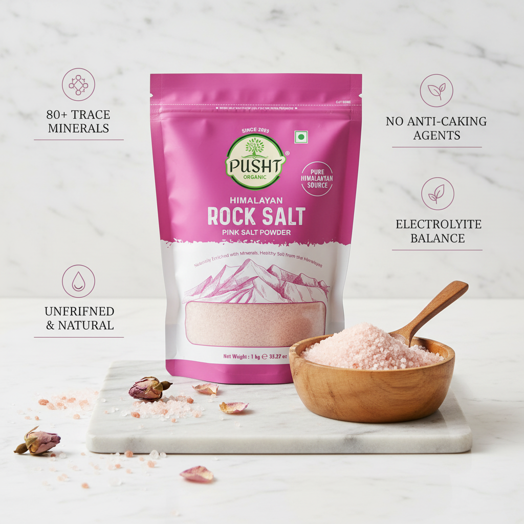 Pusht Organic Pink Salt Powder - Benefit Image