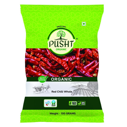 Pusht Organic Red Chilli Whole 100 Gm