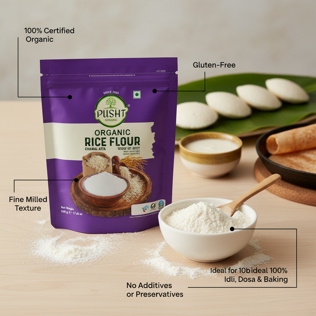 Pusht Organic Rice Flour - Benefit Image