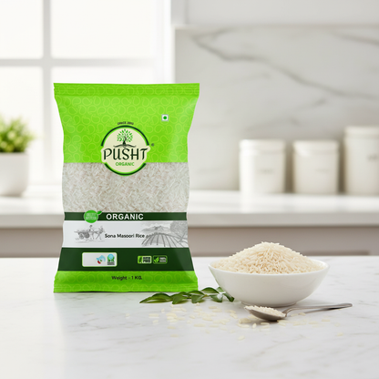 Pusht Organic Sona Masoori Rice 1Kg – Lifestyle Image