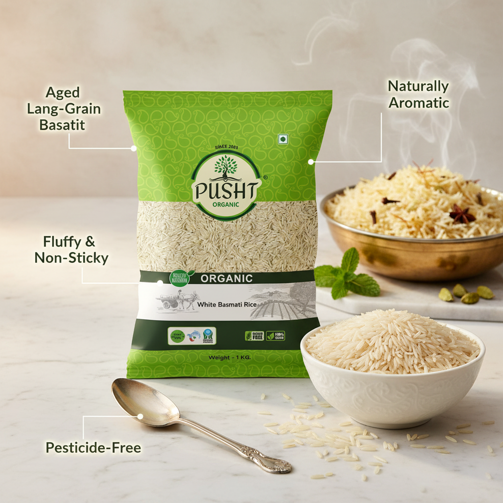 Pusht Organic White Basmati Rice - Benefit Image