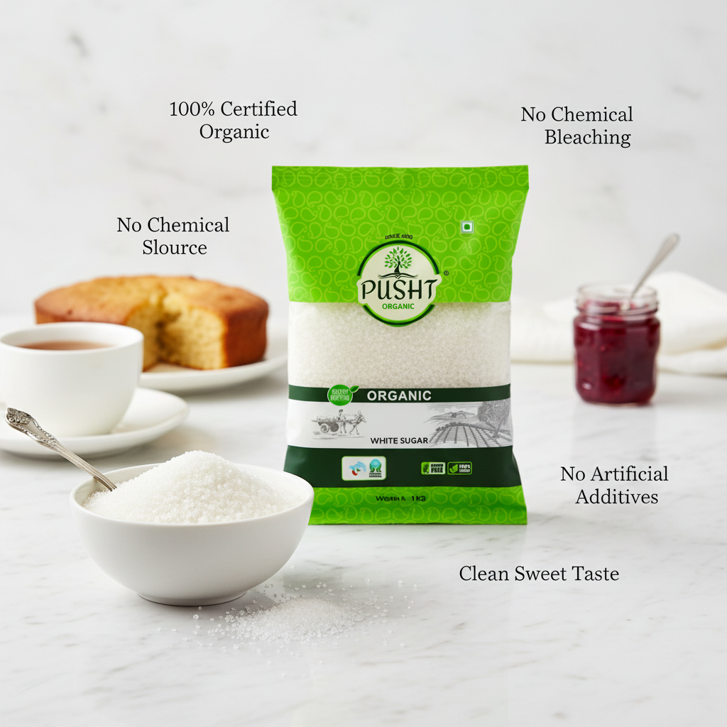 Pusht Organic White Sugar - Benefit Image